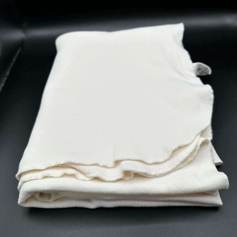 Kate Quinn Organic Cotton Swaddle Wrap Baby Security Blanket Ivory Cream Ribbed